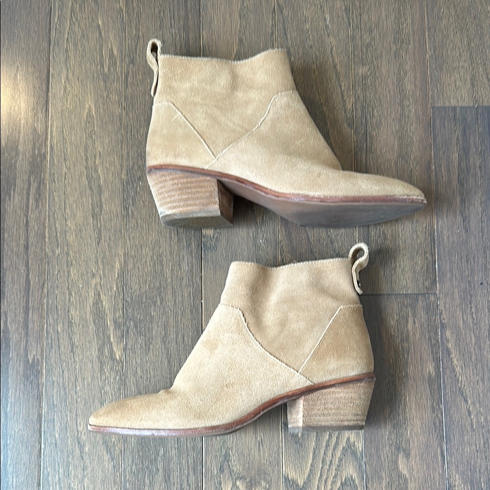 Women's Tan Suede Ankle Boots - Picture 4 of 8